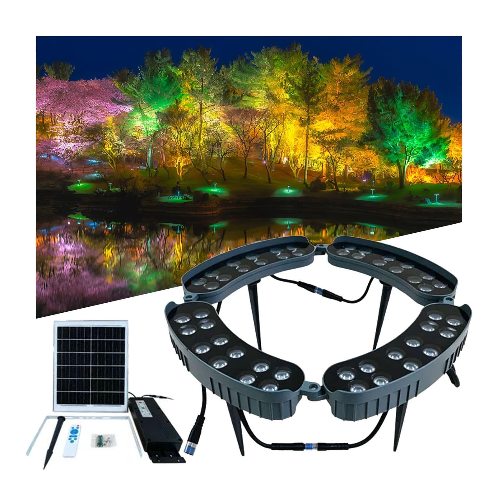 Luci Per Albero Ad Anello Solare RGB, Luce LED Con Telecomando Per Giardino