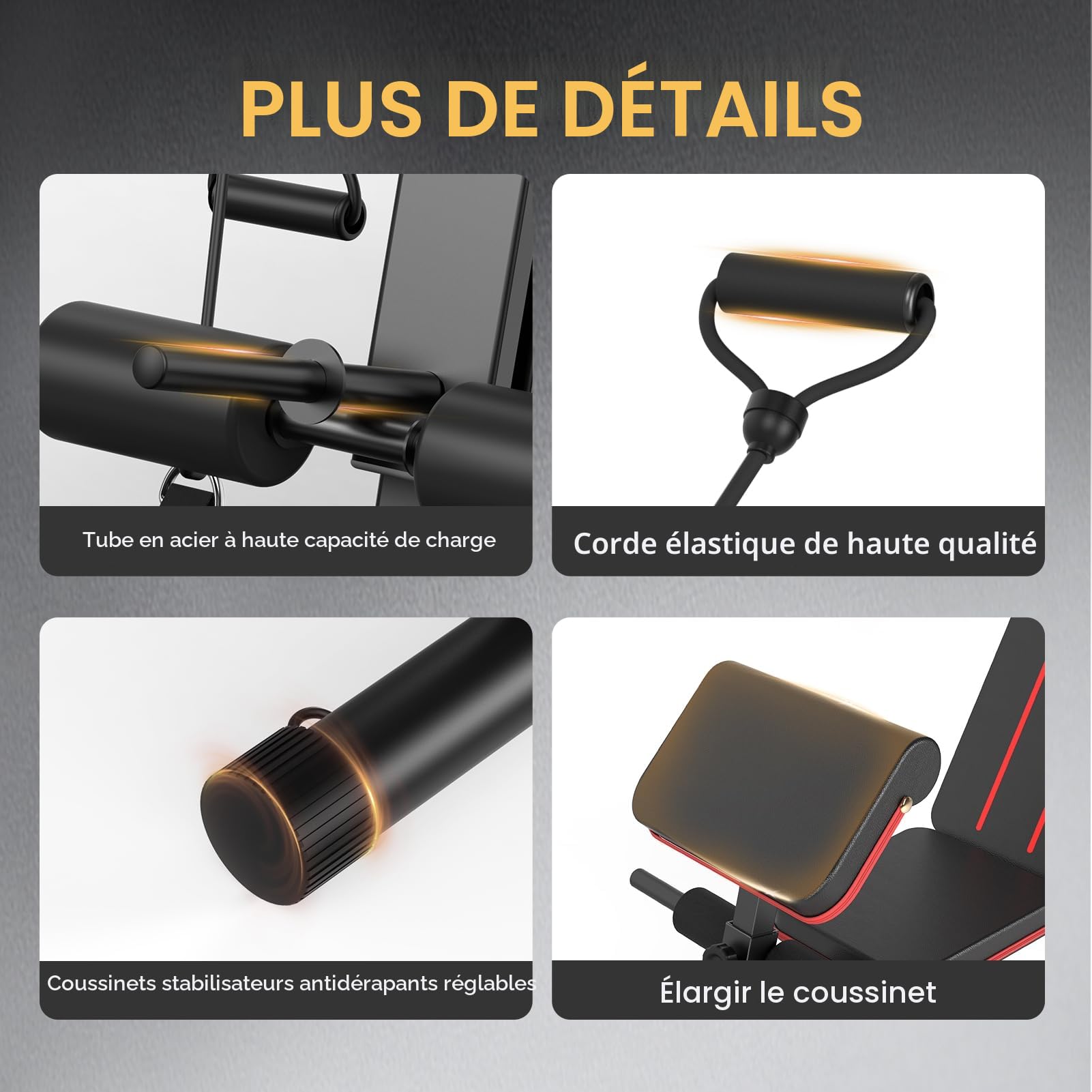 JOROTO Banc de musculation réglable pour salle de sport à domicile, capacité de 453,6 kg, banc d'entraînement pliable incliné avec extension des jambes et extension du dos, banc de musculation pour