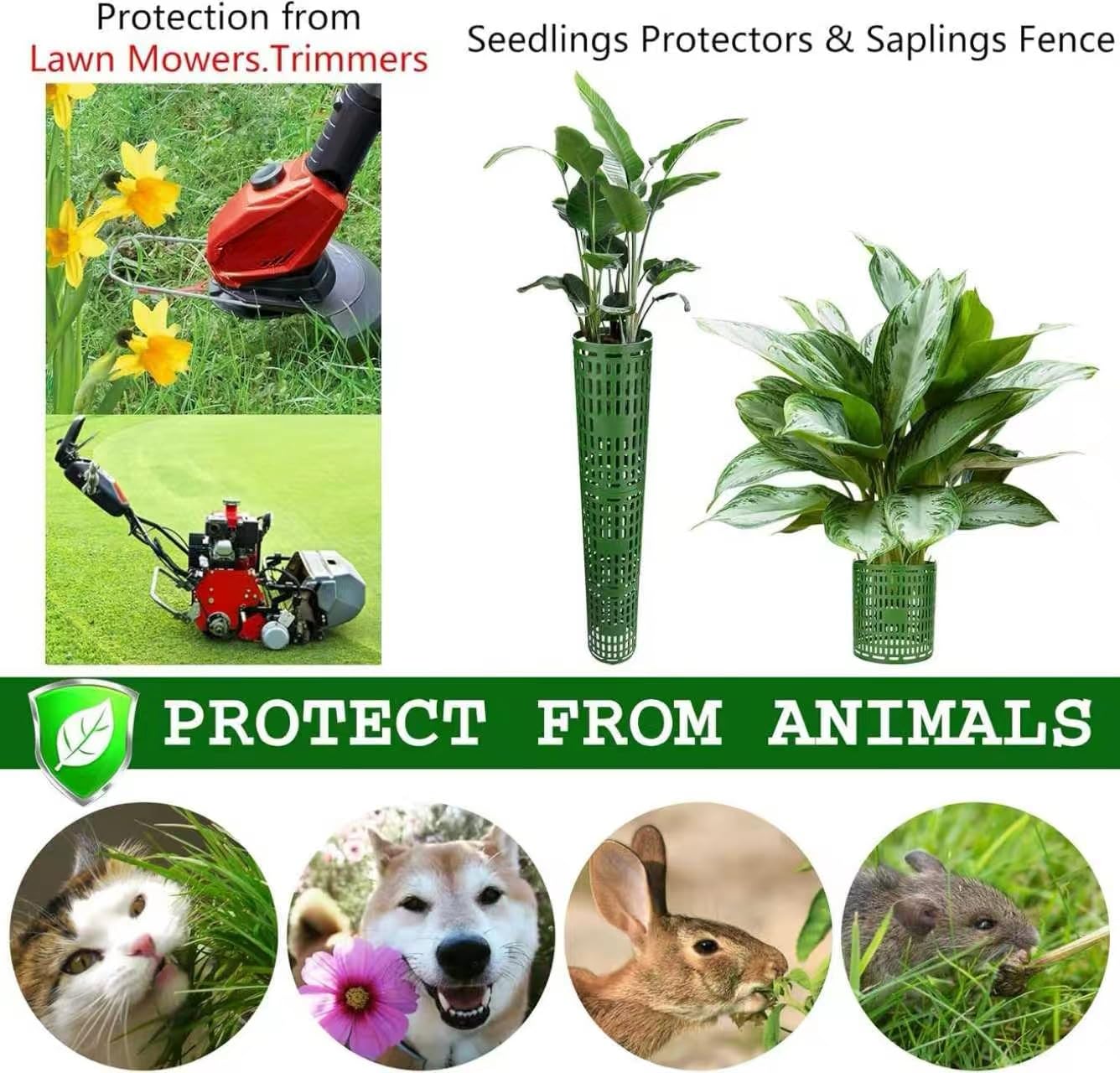 Protezione per tronco d'albero, confezione da 7 protezioni espandibili resistenti per tagliaerba, animali, facili da usare, perfette per alberelli e alberi da frutto
