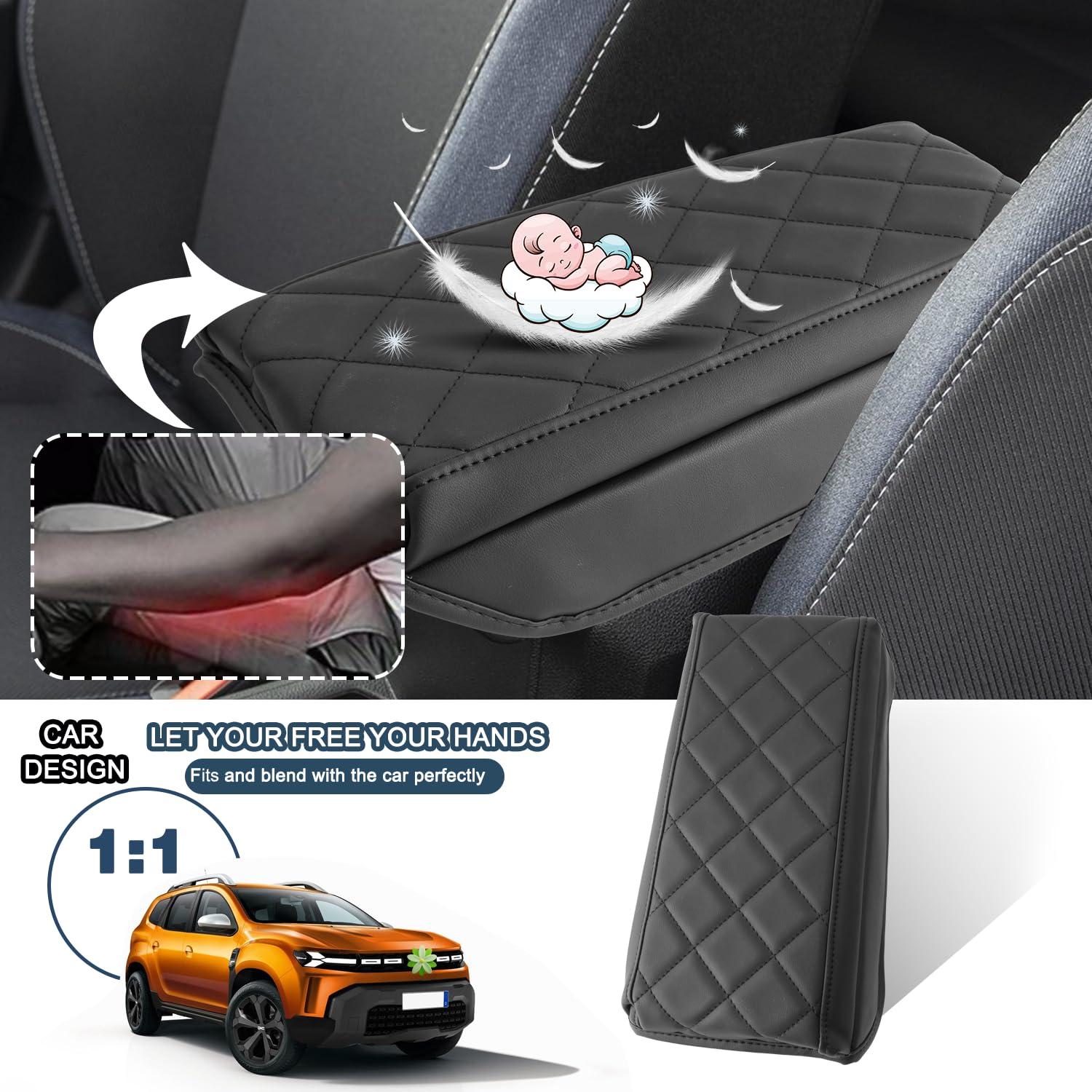 Ruiya Compatible avec Dacia Duster 3 2024 2025 2026 Housse d'accoudoir central, Couvercle de boîte d'accoudoir Étui de Protection Console Protection d'accoudoir Dacia Duster Accessoire