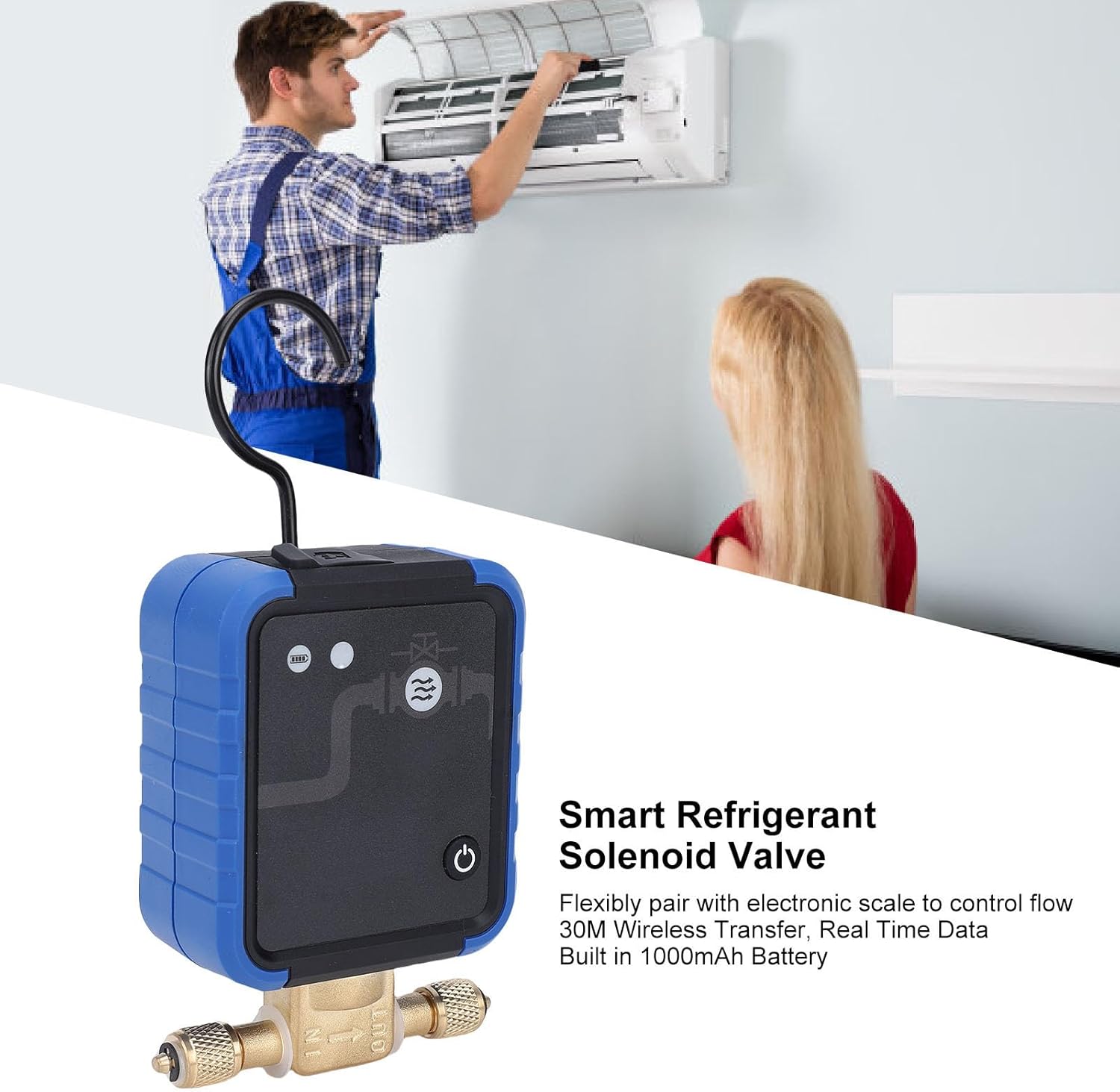 Smart Bluetooth Refrigerant Solenoid Valve Wireless Electronic Scale Electromagnetic Brass Valve HVAC Installation Refrigerator Car Repair