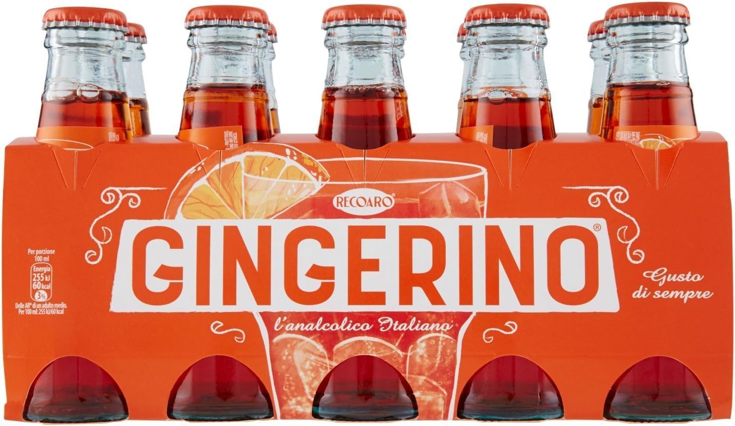 San Bitter Dry Lot de 60 bouteilles en verre jetables Blanc + Gingerino Recoaro + San Bitter Rosso Boisson rafraîchissante sans alcool Apéro italien 10 cl