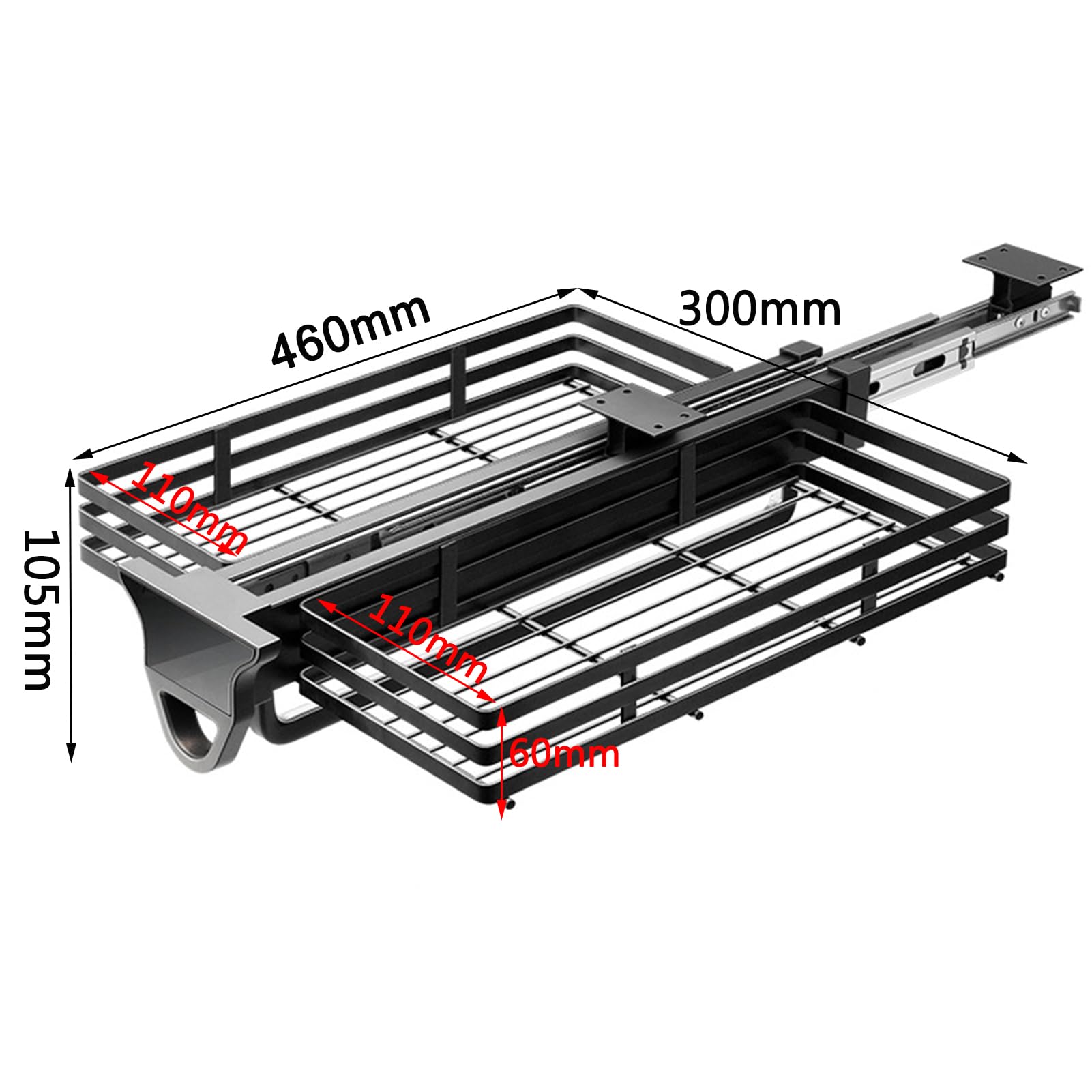 460mm, Panier De Garde-Robe, Tringle Habits Extractible, Cintres Polyvalents Antidérapants, Panier De Stockage De sous-Vêtements Et De Chaussettes, Cintre À Enfiler Monté sur Le Dessus