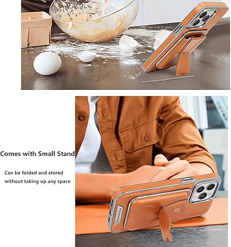 Miniatura 3 de Funda magnética de cuero para teléfono con tarjetero desmontable, elegante y funcional funda magnética tipo cartera para iPhone (iPhone 15Pro, negro)