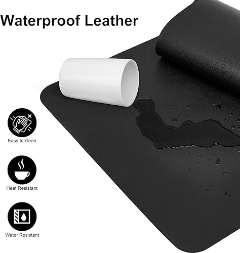 Miniatura 4 de Twocorn Alfombrilla de escritorio grande para mouse, piel sintética antideslizante, protección de escritorio, alfombrilla de escritorio para