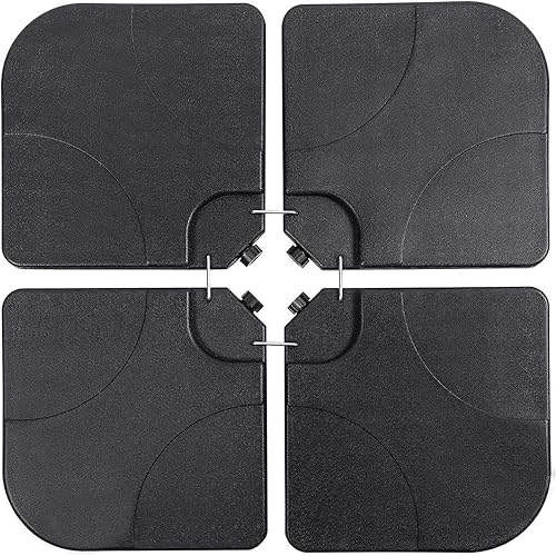 Crossbbar - Base de soporte para sombrilla de patio con boquillas de relleno para agua o arena, 4 unidades, color negro