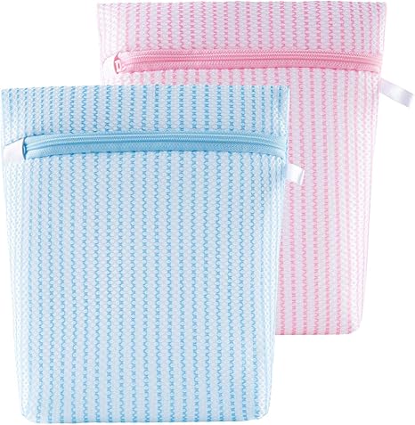 Amazon Co Jp 洗濯ネット 洗濯袋 ランドリーネット 型崩れ防止 2枚 洗濯バッグ 子供 大人 家庭 旅行ネット 収納 ピンク ブルー ホーム キッチン