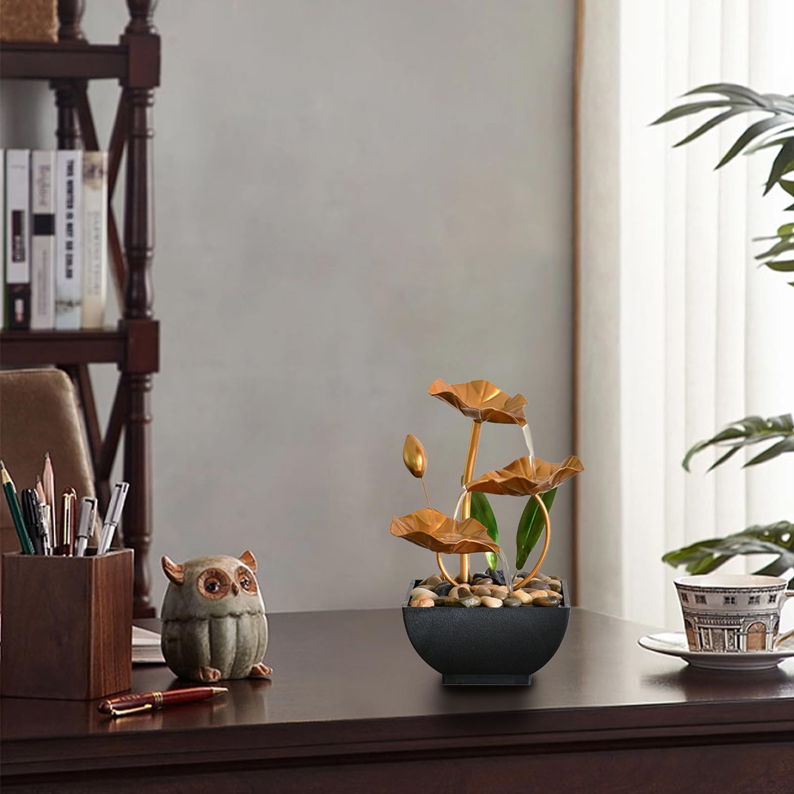 Ornements d'eau Courante de Fontaine,Fontaine d’Intérieur Cascade Nature,Fontaine de Table Zen Relaxante,Idée Cadeau,pour la Décoration de la Maison,L'ameublement de Bureau,Salon,Chambre