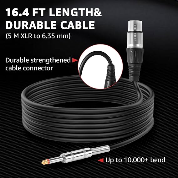 Wired Microphone for Singing,Professional Vocal Dynamic Handheld Karaoke,Cardioid Studio Mic,16.4 ft XLR & 6.35 MM with On and Off Switch, for Speakers/Mixer/Machine/Amp/Speech/Karaoke and Outdoors