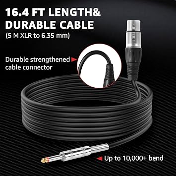 Wired Microphone for Singing,Professional Vocal Dynamic Handheld Karaoke,Cardioid Studio Mic,16.4 ft XLR & 6.35 MM with On and Off Switch, for Speakers/Mixer/Machine/Amp/Speech/Karaoke and Outdoors