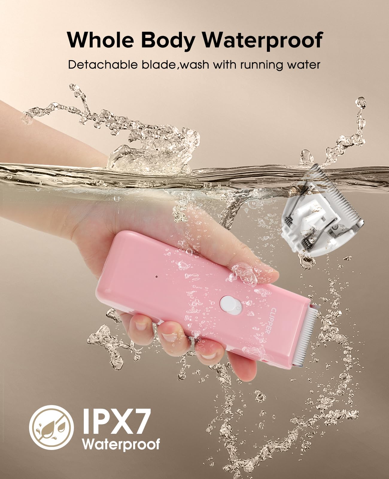 Hunde-Schermaschine für verfilztes und langes Haar, leises Haustier-Potenhaar, handlich, kabellos, wiederaufladbar, wasserdicht, Rasierset für Katzen, kleine Hunde und Tiere, Rosa