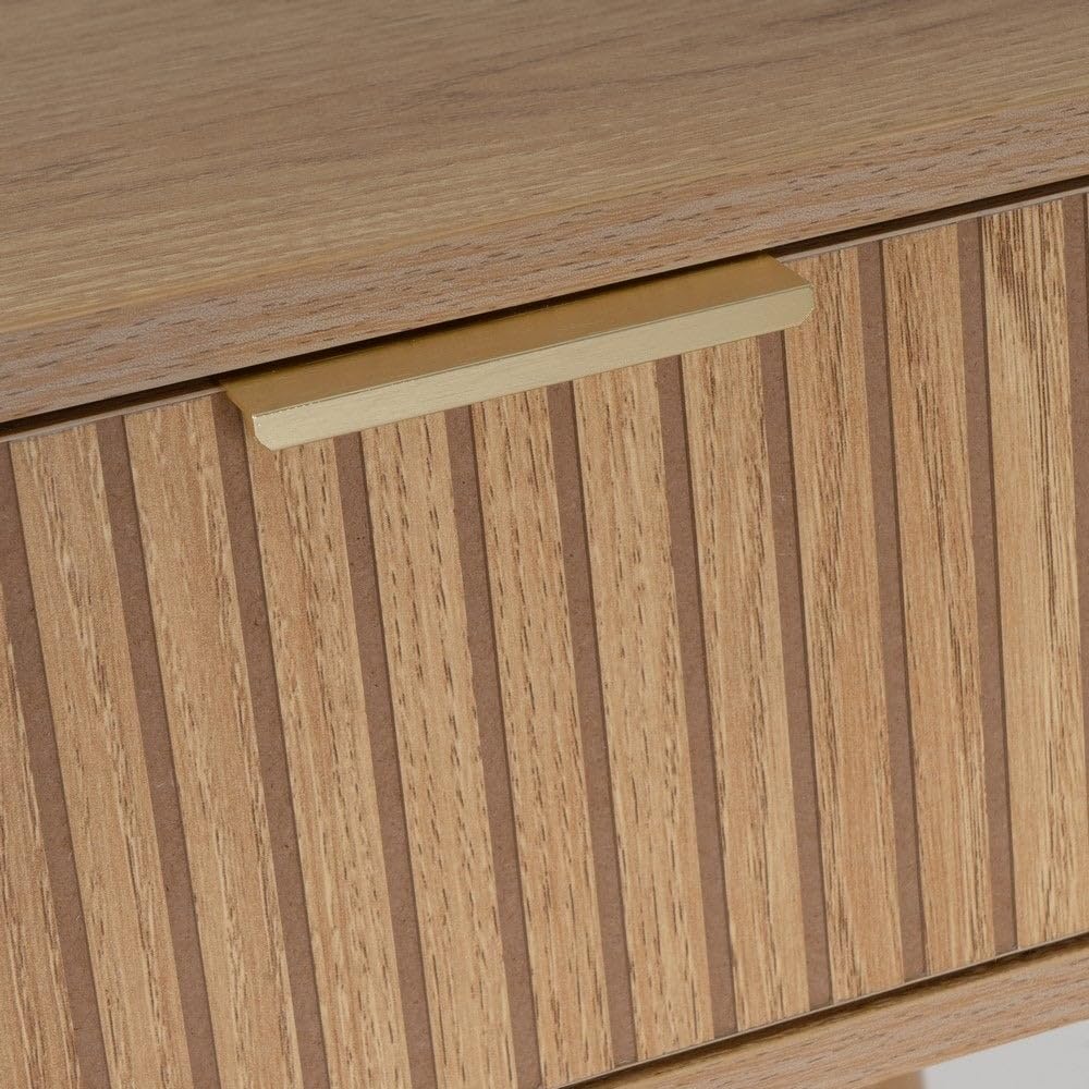 Set de 2 mesitas de noche de 1 cajón laminado color marrón de 45x35x59cm | Mesitas para dormitorio y espacios pequeños . Dos mesillas de noche con patas altas de madera de pino. Soporta 15 kg