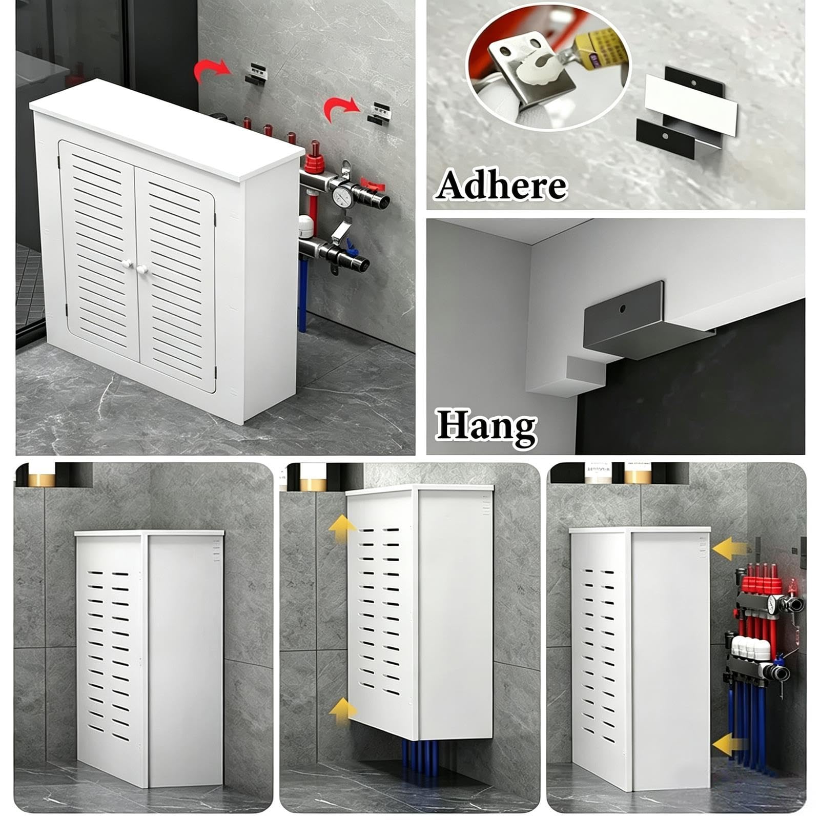 Copritermosifone Decorativo a 2 Ante Copri Termosifone Moderno Bianco