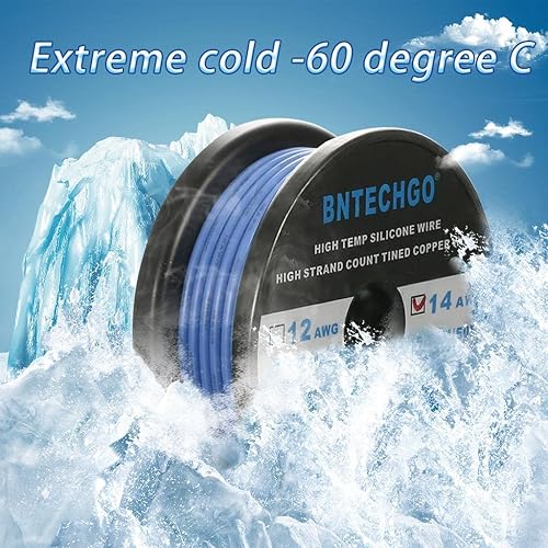 Vista 100 de BNTECHGO Bobina de alambre de silicona de calibre 14, rojo y negro, cada uno de 20 pies, 2 cables separados, alambre de cobre estañado trenzado