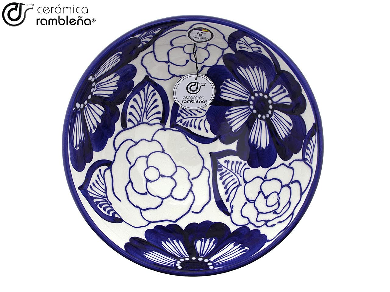 CERÁMICA RAMBLEÑA | Insalatiera in Ceramica | Insalatiere Originali | Insalatiera Decorazione Rustica Ø 26 cm - Modello 17 | 100% Decorato a Mano in Spagna 26x26x11.5 cm