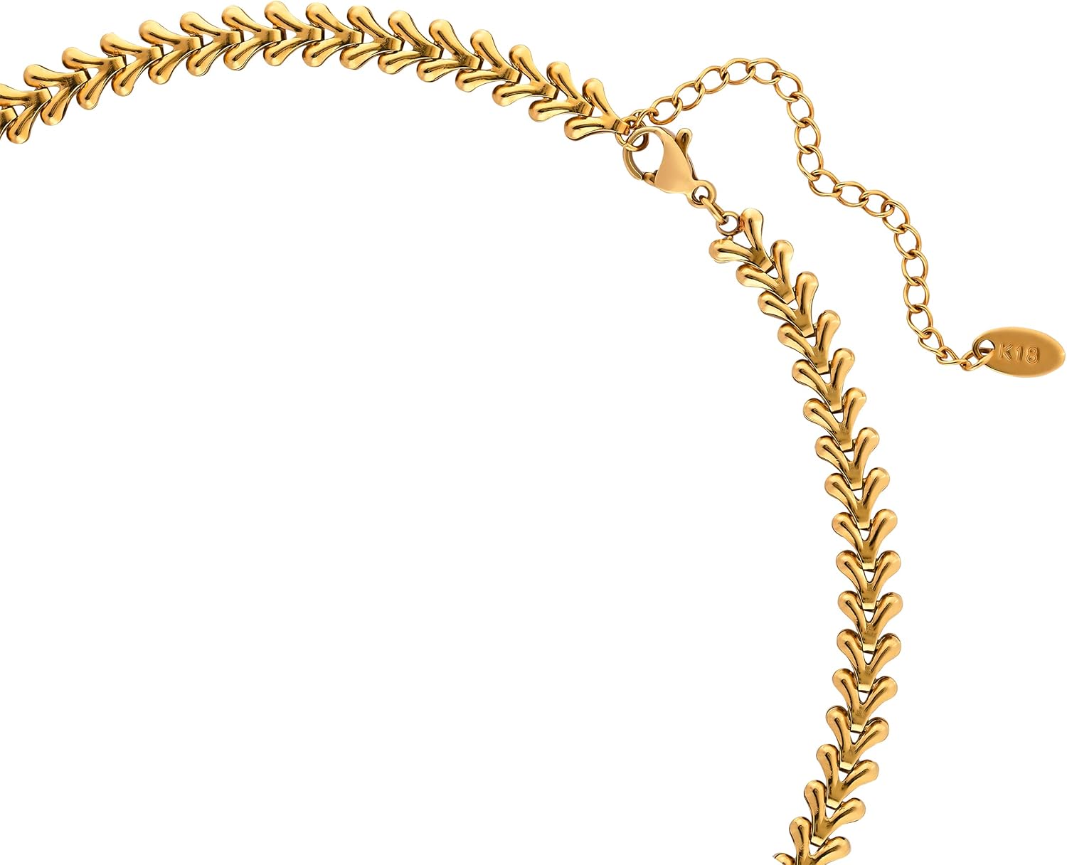 Gold Chevron Necklace, 14K Gold Plated Stainless Steel, Hypoallergenic, Non Tarnish, Vintage Style Dainty Collar Choker Chain Necklace, Waterproof Jewelry for Women - Image 3