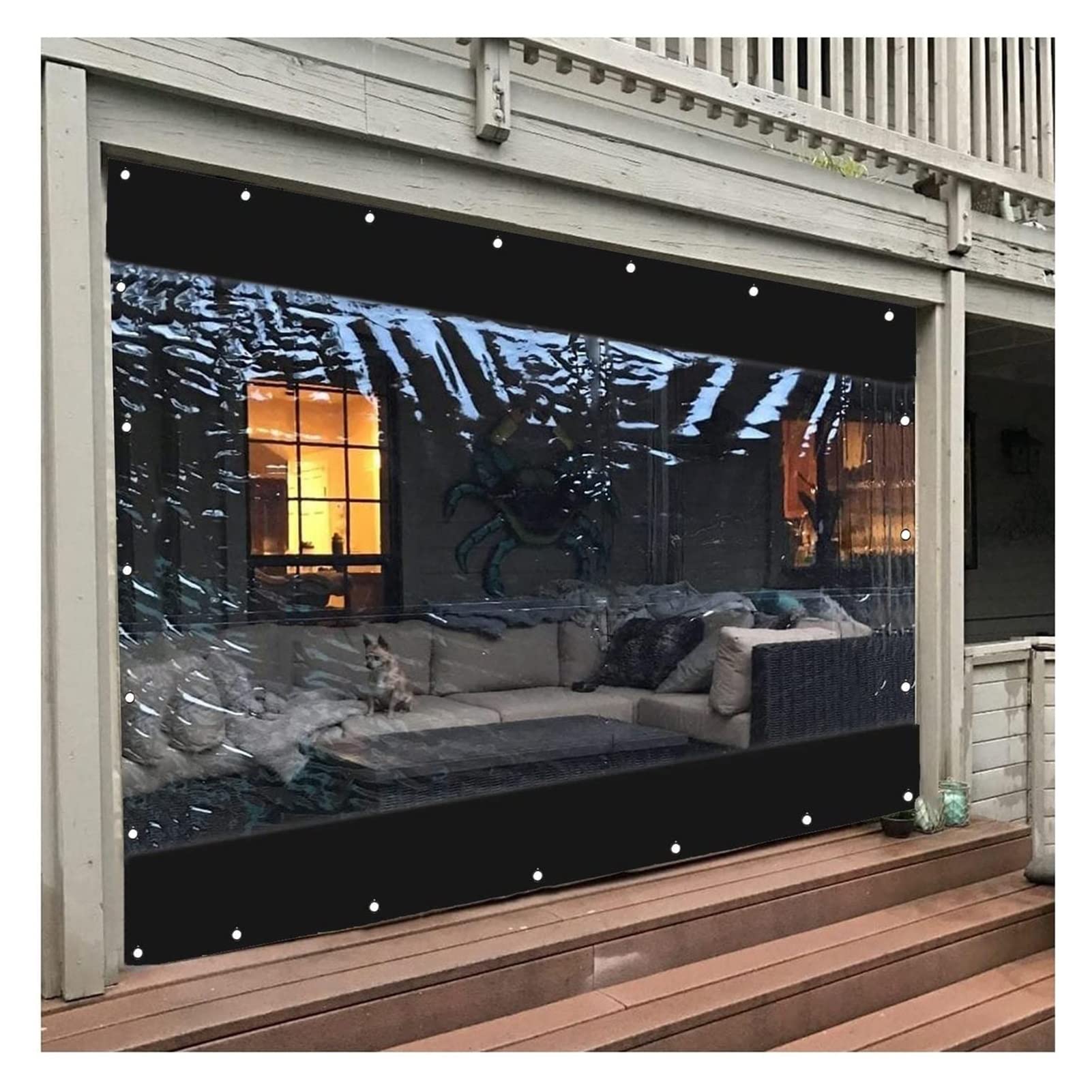 Bâche transparente pour pergola contre la pluie et le vent sur balcon