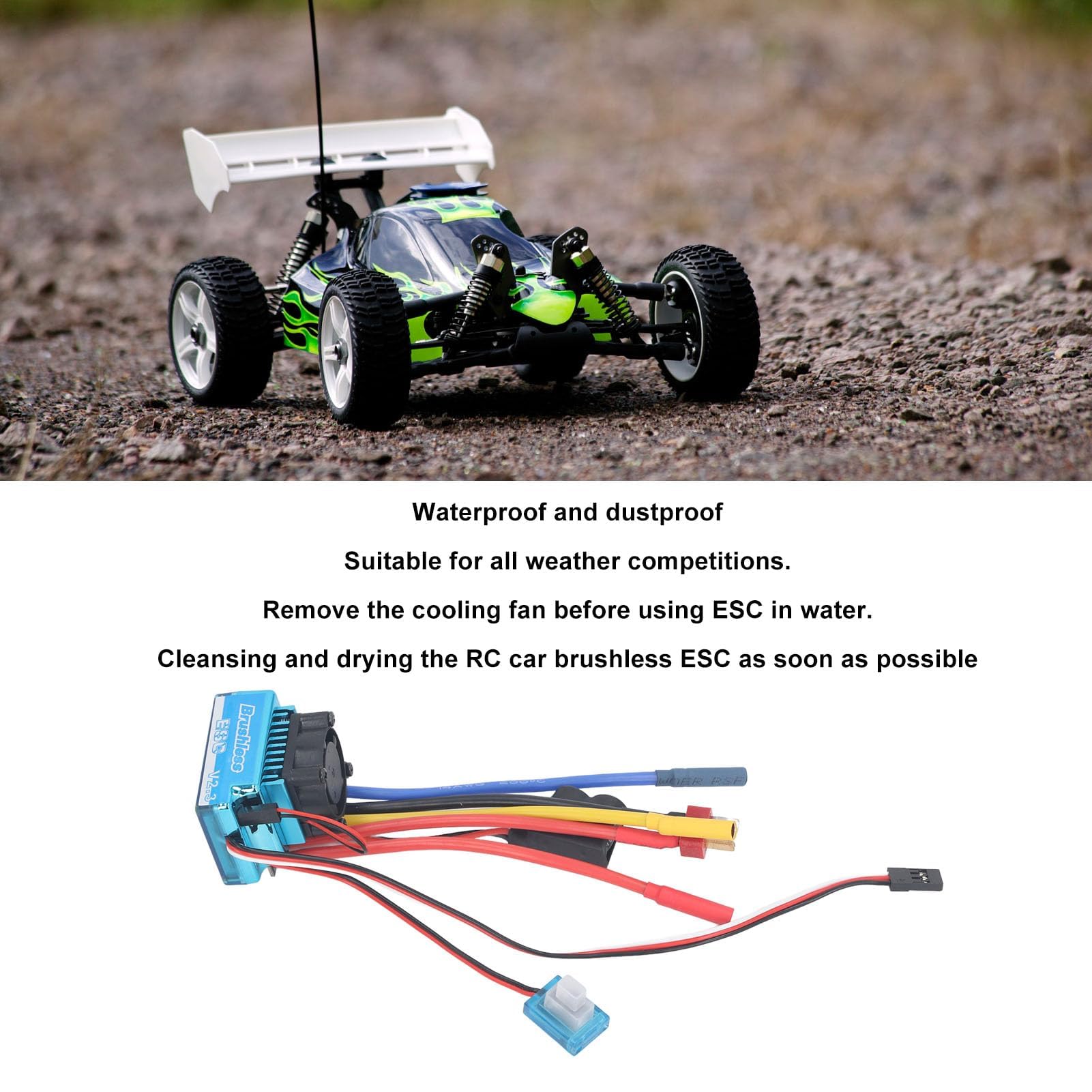 Regolatore di Velocità Senza Spazzole, 80A Resistente all'Acqua Antipolvere con Regolazione Potenza Frenante, ESC Elettronico for Modellismo RC, Auto e Barche in Esterno