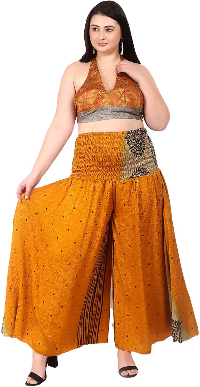 Wevez Palazzo Casual Pants for Women Boho Sari Palazzo Pant 3 Pcs Assorted