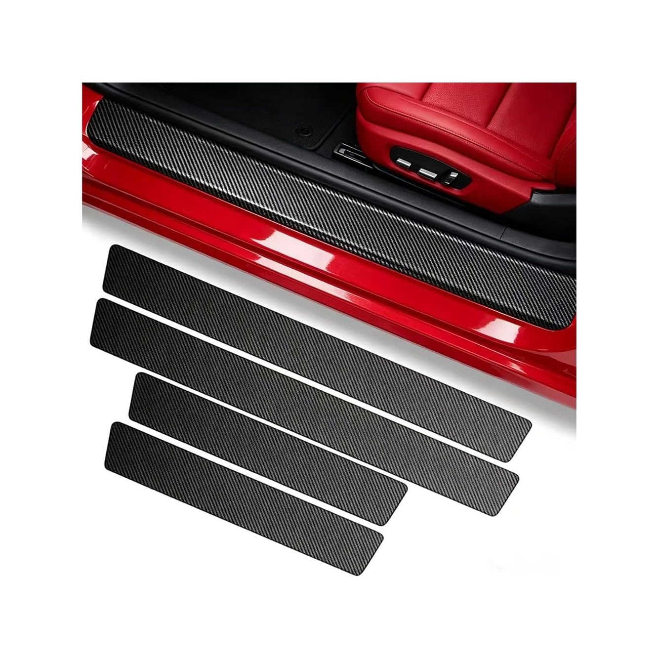 SANDEZI 4 Pcs Door Sill Protectors for BYD Dolphin Surf 2025, Threshold Guards Scratch Protective Strip Entry Decals Sill Guards Protective Strips