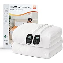 Heated Mattress Pad California King Size with Dual Zone Control, 12 Heat Settings, 1-12H Timer, Preheat &amp; Memory Function, Machine Washable Electric Bed Warmer, ETL &amp; FCC Certified