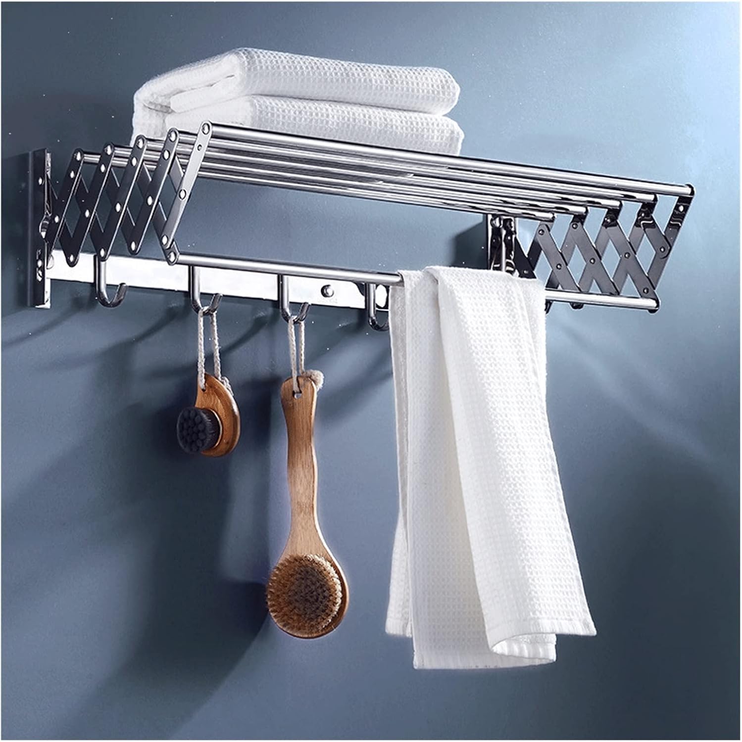 40-100cm Folding Bathroom Towel Bar,Wall Mounted Laundry Drying Rack Clothing Foldable, Clothes Airer 304 Stainless Steel Retractable Clothes Horse for Laundry