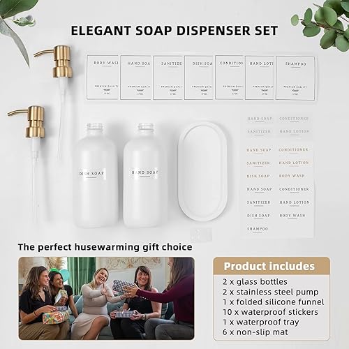 Miniatura 7 de Dispensador de jabón para baño, dispensador de jabón para platos y manos, dispensador de loción de jabón de vidrio con bomba para cocina con