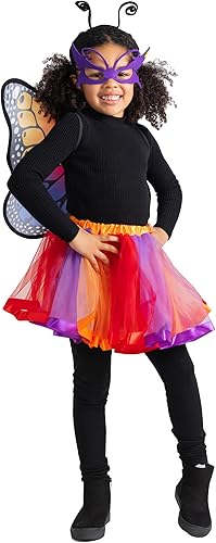 Dress Up America Disfraz de alas de mariposa para niñas, disfraz de mariposa para niños, capa de mariposa, diadema, máscara y tutú
