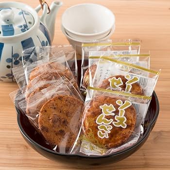 Amazon.co.jp: 椎名米菓 特許製法の人気味 ソース煎餅にんにく煎餅