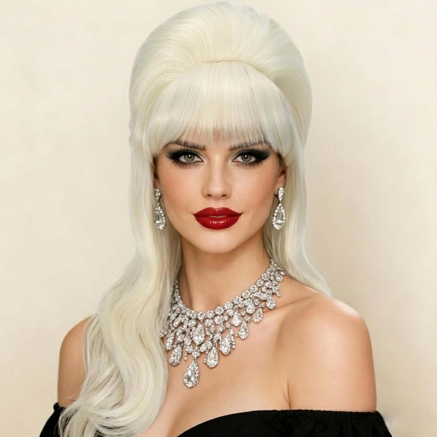 Long Ginger Mullet Wig with Bangs 80s Costume Retro Bouffant 350# Beehive Wigs for Women Fancy Party Accessory Cosplay Wig (350#)