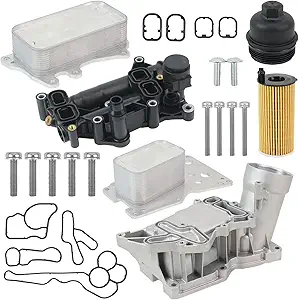 YINAVAGAD Aluminum Engine Oil Cooler Filter Housing Assembly for BMW
