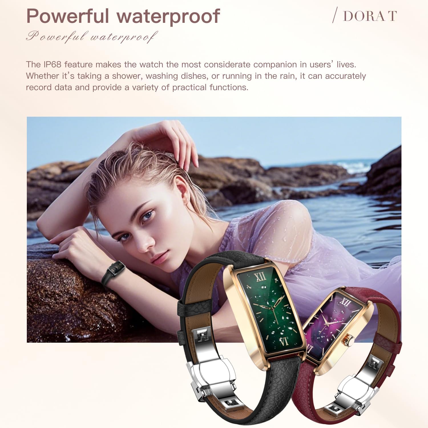 Fitness Tracker for Women Ladies Fitness Watch Dressy Leather Strap Alloy Case Luxury Fashion Heart Rate Monitor Sleep Tracker Pedometer Step Counter Waterproof Elegant Smart Watches for Womens