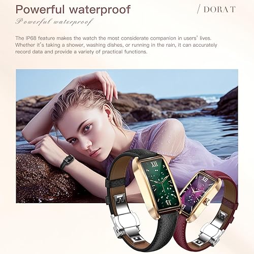 Miniatura 5 de Rastreador de actividad física para mujer, reloj de fitness para mujer, correa de cuero, funda de aleación, monitor de frecuencia cardíaca de lujo,