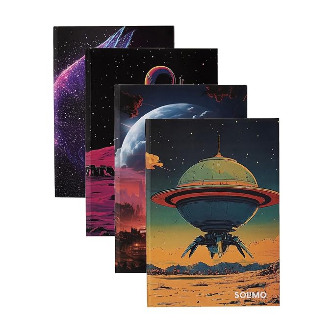 Amazon Brand - Solimo Long Size Notebook | 384 Pages | Single Line | A4-29.7cm x 21.0cm | Ruled Notebooks for School Students | Pack of 4