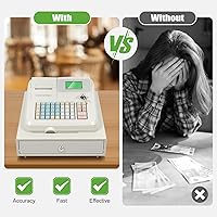 Vista 9 de Gdrasuya10 Caja registradora electrónica LED de 8 Digitaces Sistema POS Caja registradora comercial con cajón de efectivo y teclado plano