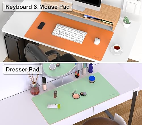 Miniatura 6 de MoKo Tapete de escritorio, de doble cara, impermeable, protector grande para teclado y mouse, tapete de cuero grande para escritura, oficina, hogar,
