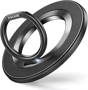 SYNCWIRE Magnetic Phone Ring Holder for MagSafe, 360° Rotation Cell Phone Grip Stand Finger Ring Kickstand Two-Sided Magnet Compatible with iPhone 17 Pro Max 16 15 14 13 12 MagSafe Accessories