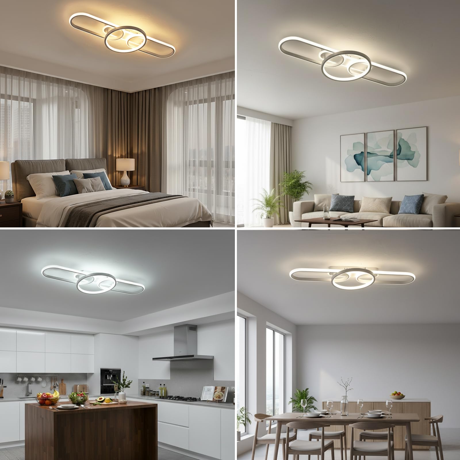 LED Deckenleuchte Dimmbar Wohnzimmer Deckenlampe Weiß Küchenlampe Schlafzimmerlampe Fernsteuerung und App Steuerung, Modern Deckenbeleuchtung mit Memory Funktion, L81cm 40W