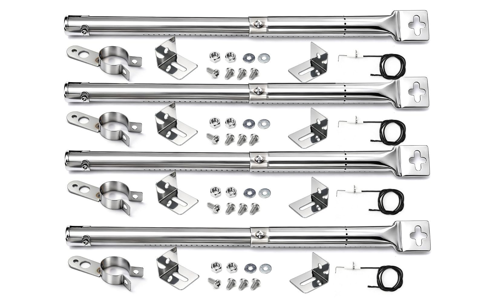 QuliMetal 31-45cm Brûleur Universel Pièces détachées pour Landmann Triton 2, Enders Monroe, Tepro, Campingaz, Taino, Proficook, Barbecook, Brûleur Tubulaire Réglable, 4 pièces