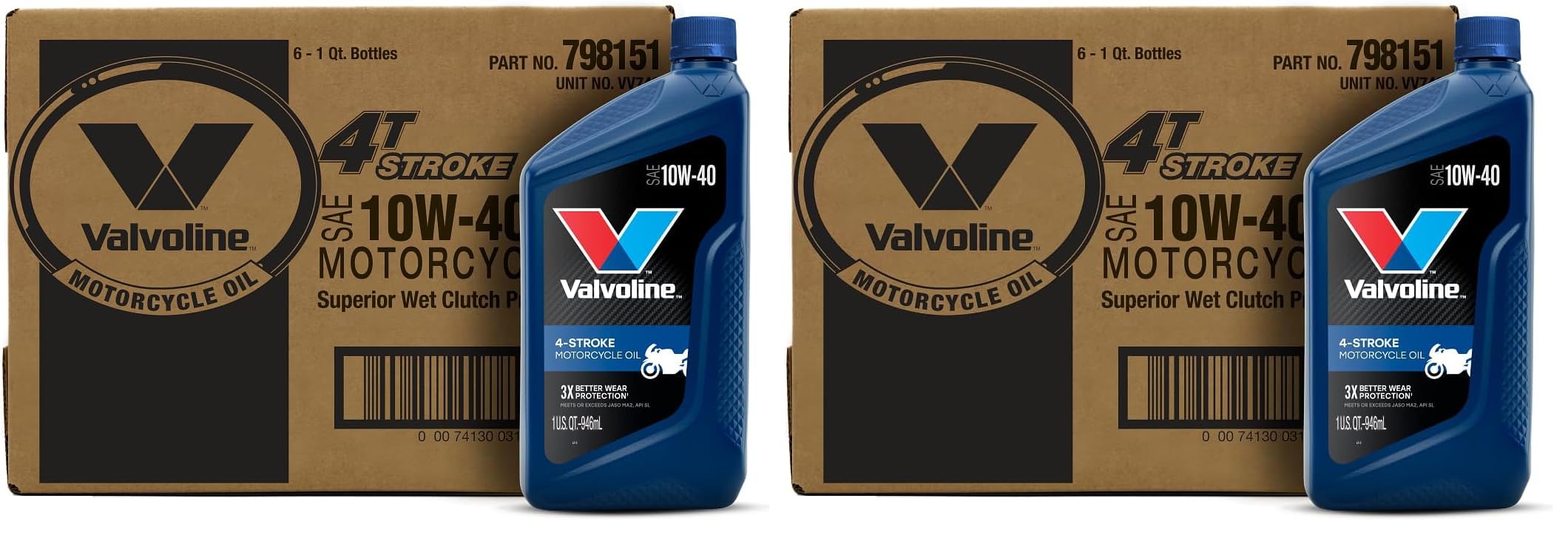 4-Stroke Motorcycle SAE 10W-40 Motor Oil 1 QT, Case of 6 (Pack of 2)