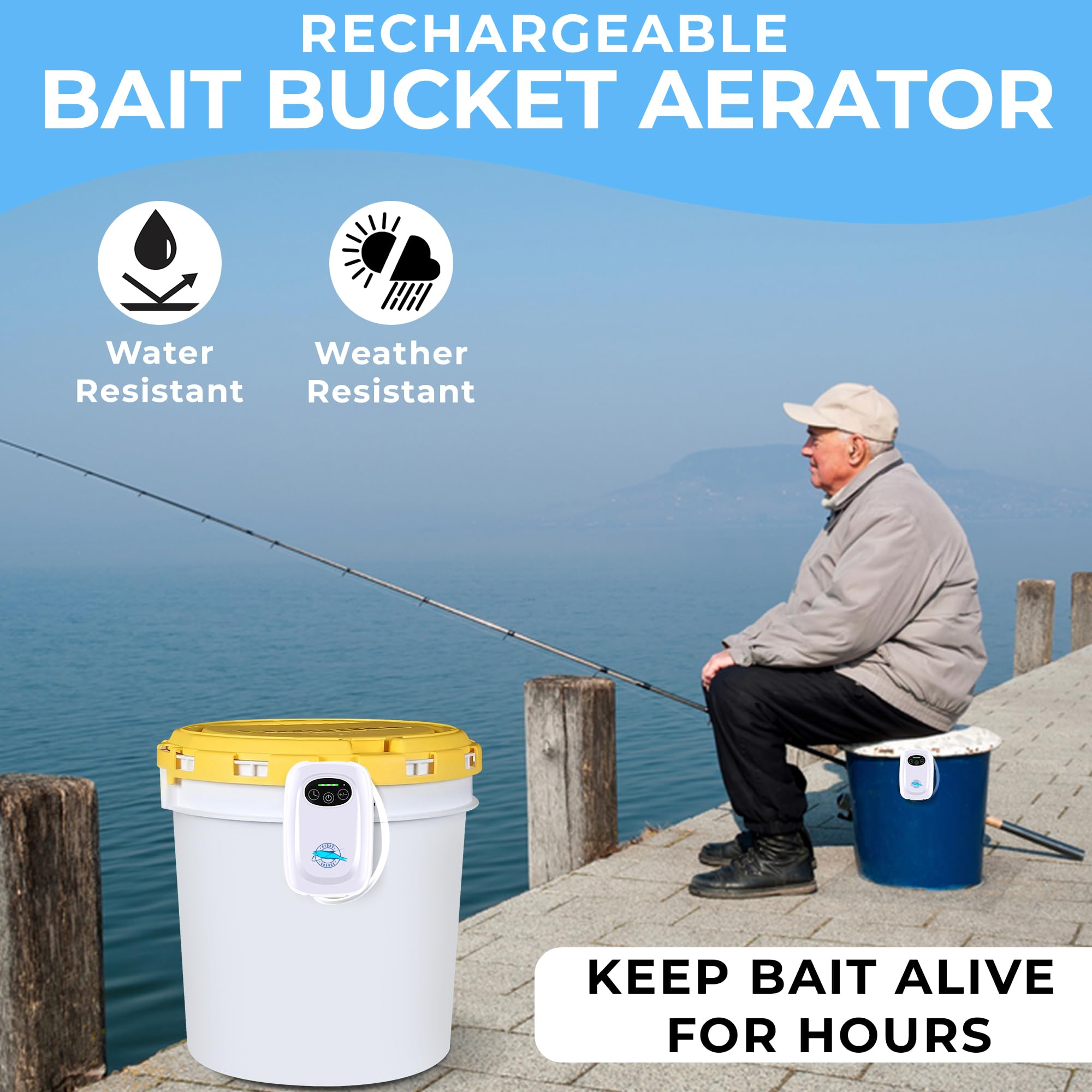 Minnow Bucket Small Bait Cooler Minnow Bucket USB Rechargeable