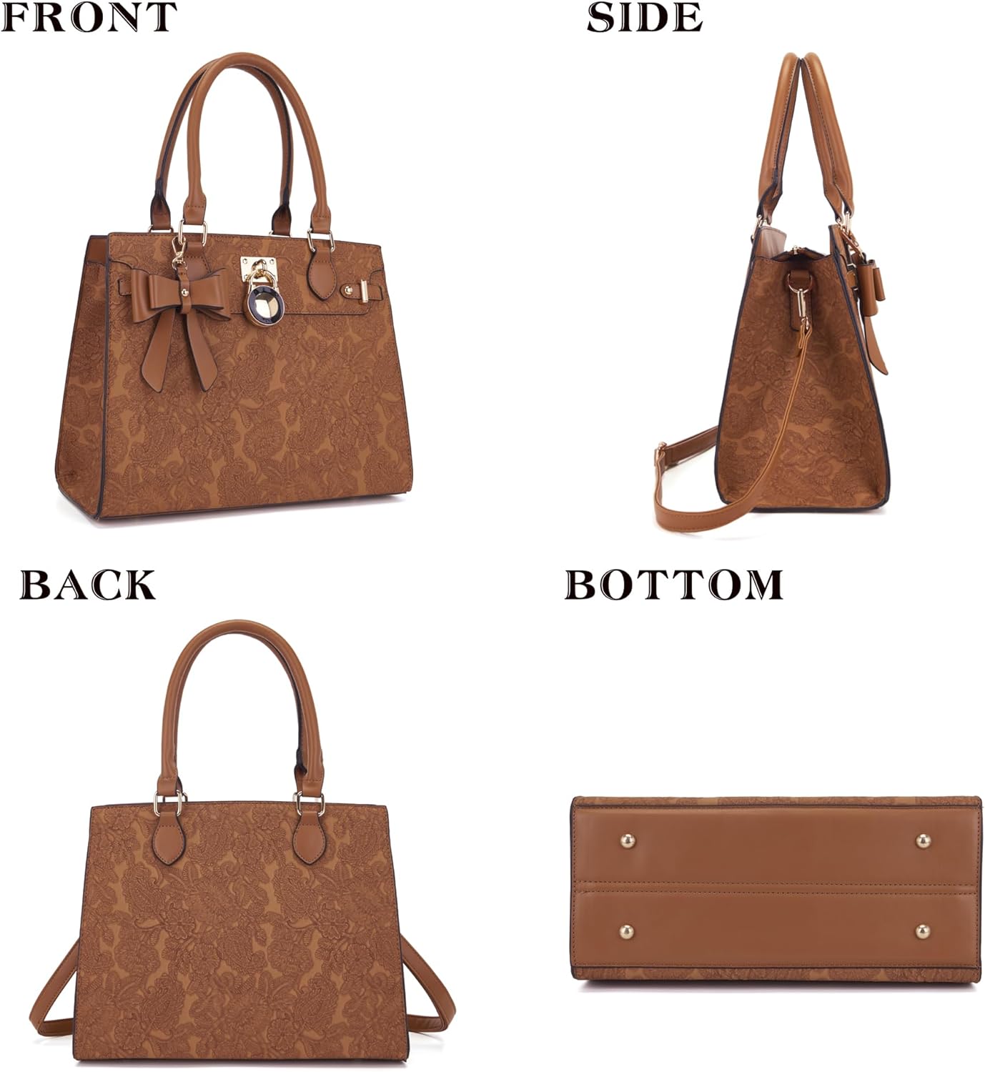 Qiyuer Women Handbags Set Top Handle Satchel Tote Shoulder Work Bag Ladies Purses With Matching Clutch Wallet 2PCS - Image 3