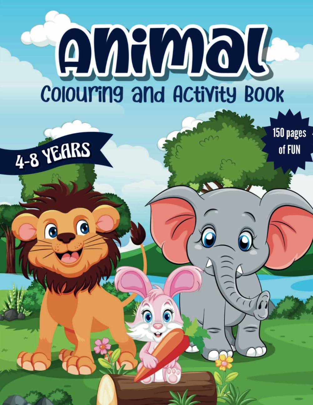 Animal Colouring and Activity Book for kids aged 4-8 years. 150 pages of unique and cute animal pictures and several activities to keep learning fun!