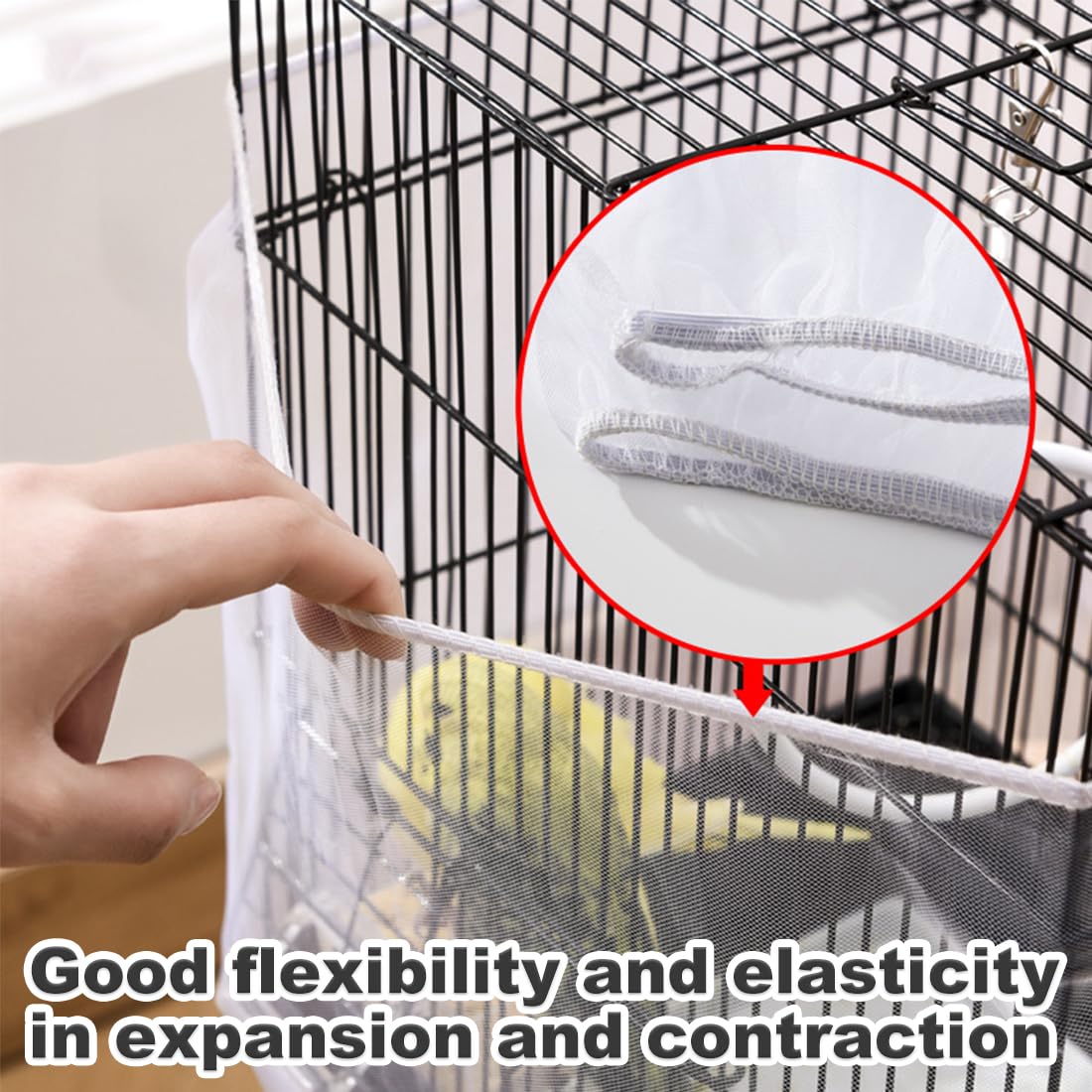 Copertura Rete Per Gabbia Uccelli - Anti-Spargimento Semi E Piume, Morbida E Regolabile - Foto 7