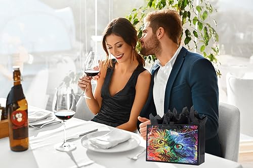 Miniatura 7 de ysmile Juego de bolsas de regalo premium con bolsa de papel de boutique con asa tamaño grande y pequeño - Gato