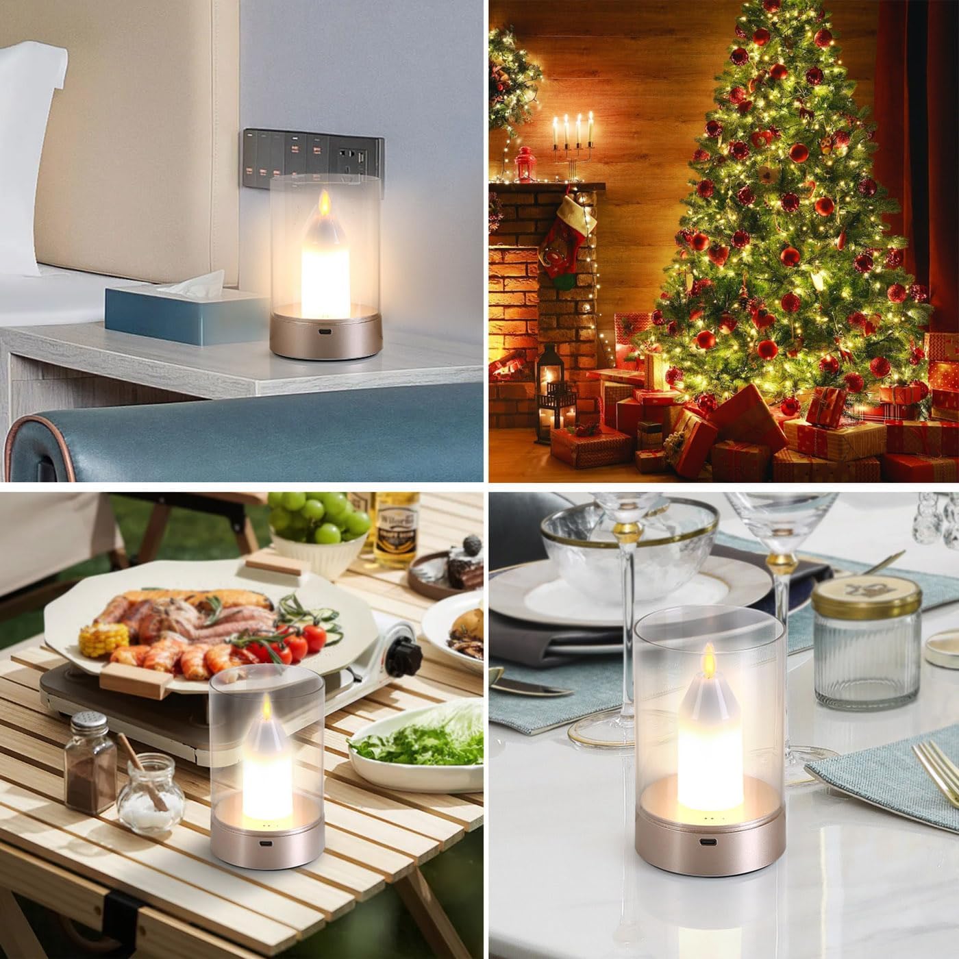 Flameless Candle Light LED Flame Lamp with Gesture Control Dimmable Flickering Flame Safety for Christmas Thanksgiving Party Home Decoration Camping image 2