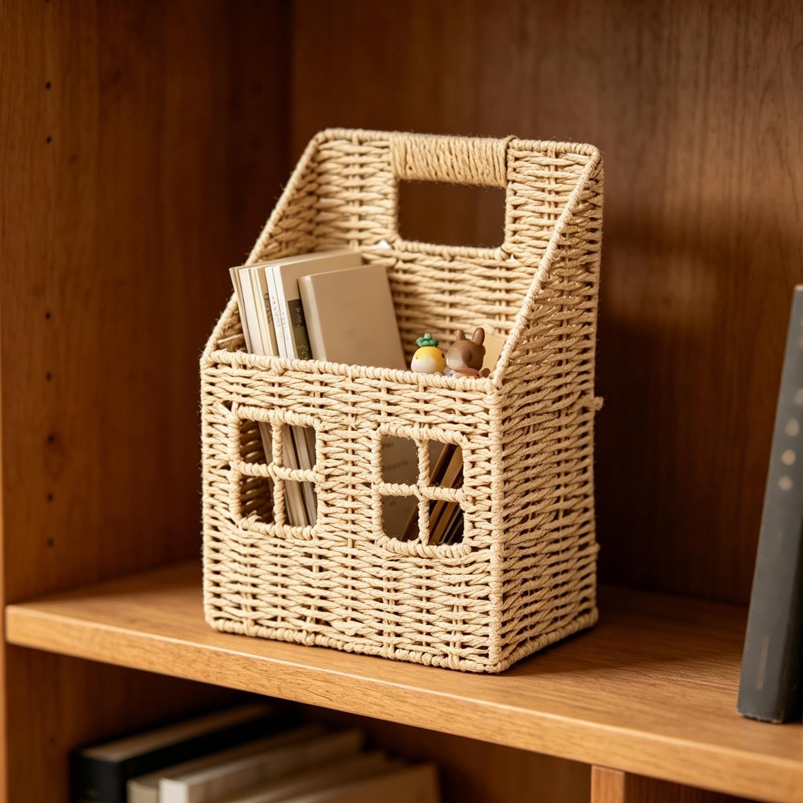 Cesta de pared tejida, versátil organizador de pared tejido a mano, cesta colgante de fibra decorativa, soporte de juguetes para cocina, sala de estar, dormitorio, jardín, oficina (2)