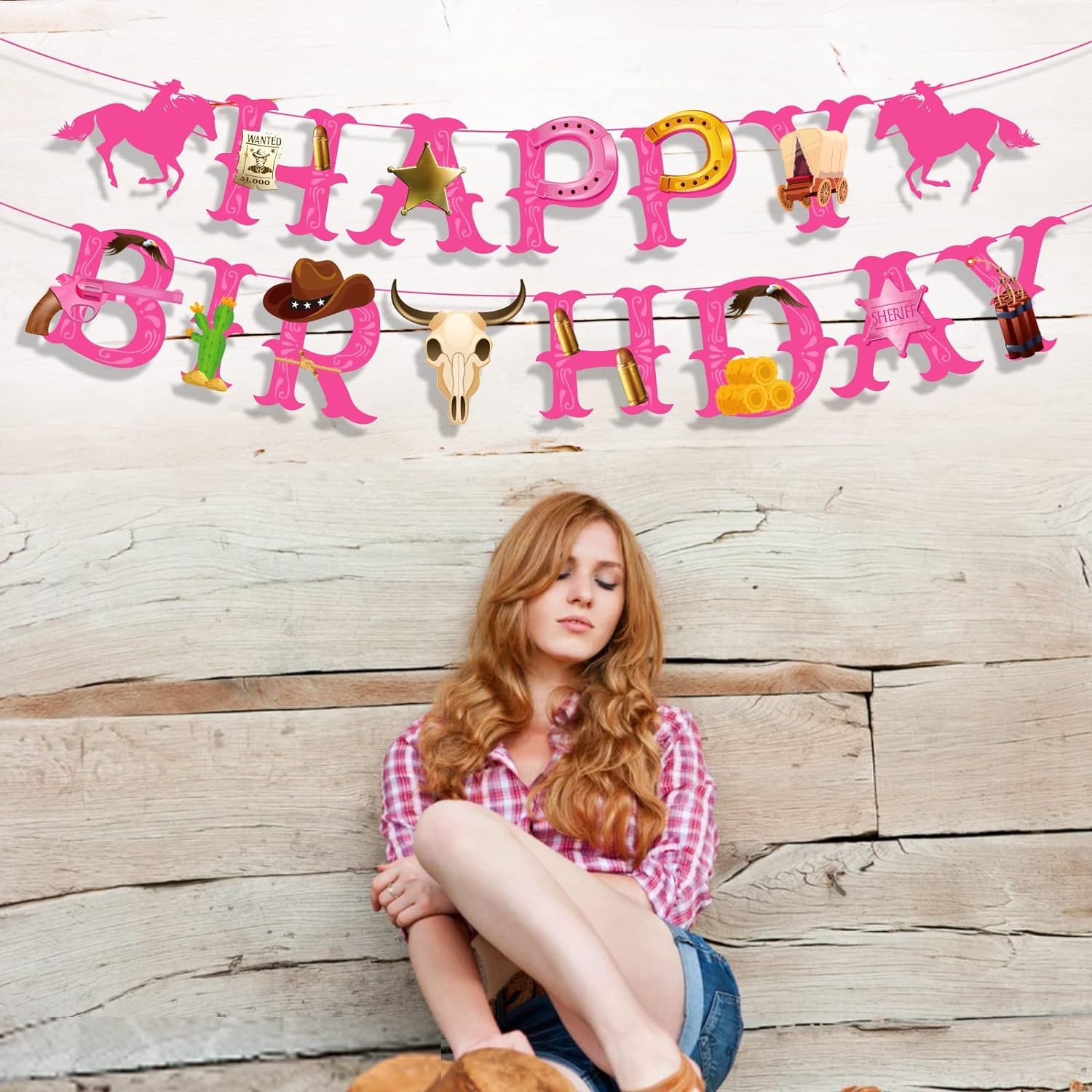 Western Cowgirl Happy Birthday Banner – Rodeo Party Dekoration, Wild West Thema Für Kindergeburtstag Oder Baby Shower