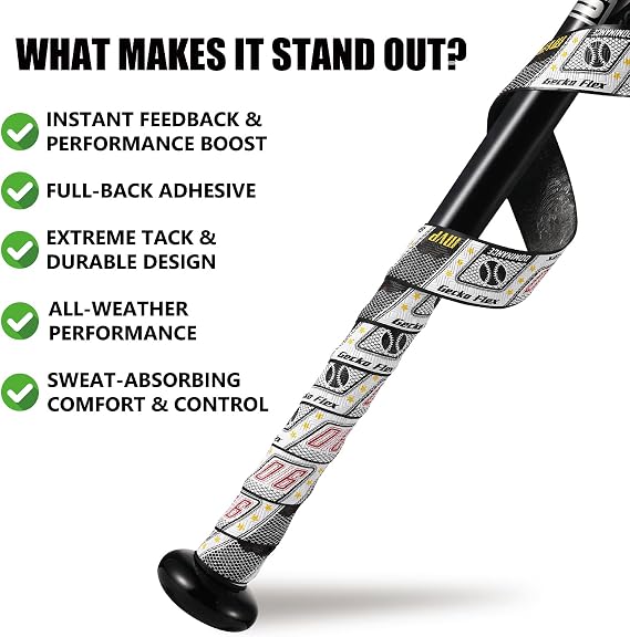1.1mm Bat Grip Tape, Greek Key Double-Stamping Textured, Baseball & Softball Bat Tape for All-Weather Performance, Non-Slip, Precut for Easy Install