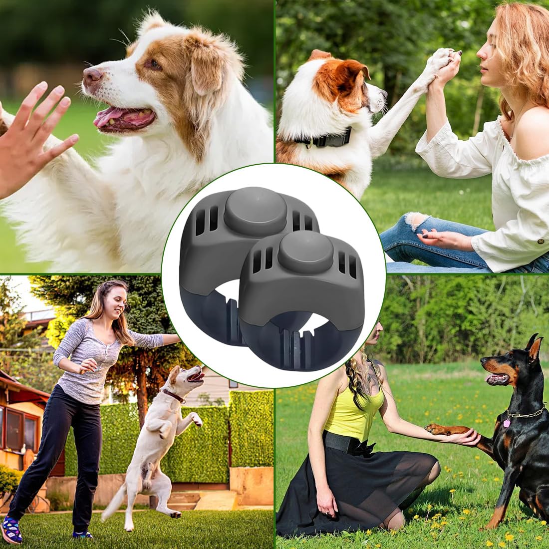 2 Clickers pour Chien avec Anneau de Doigt - Accessoire Pratique pour l'Éducation des Chiens, Chats et Chevaux (19mm/21mm) (Gris)